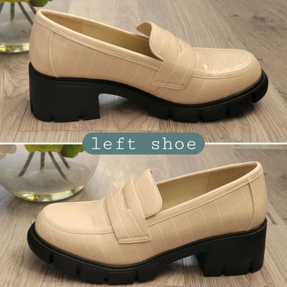 ZBY Embossed Croc Off-white Penny 2.25" Platform Lug Loafer Heel,  Women's US 9 - Picture 9 of 15